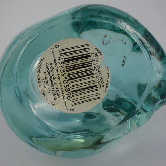 Indiana Glass Teal Aqua Glass Cat Candle Holder - Picture 6 of 7